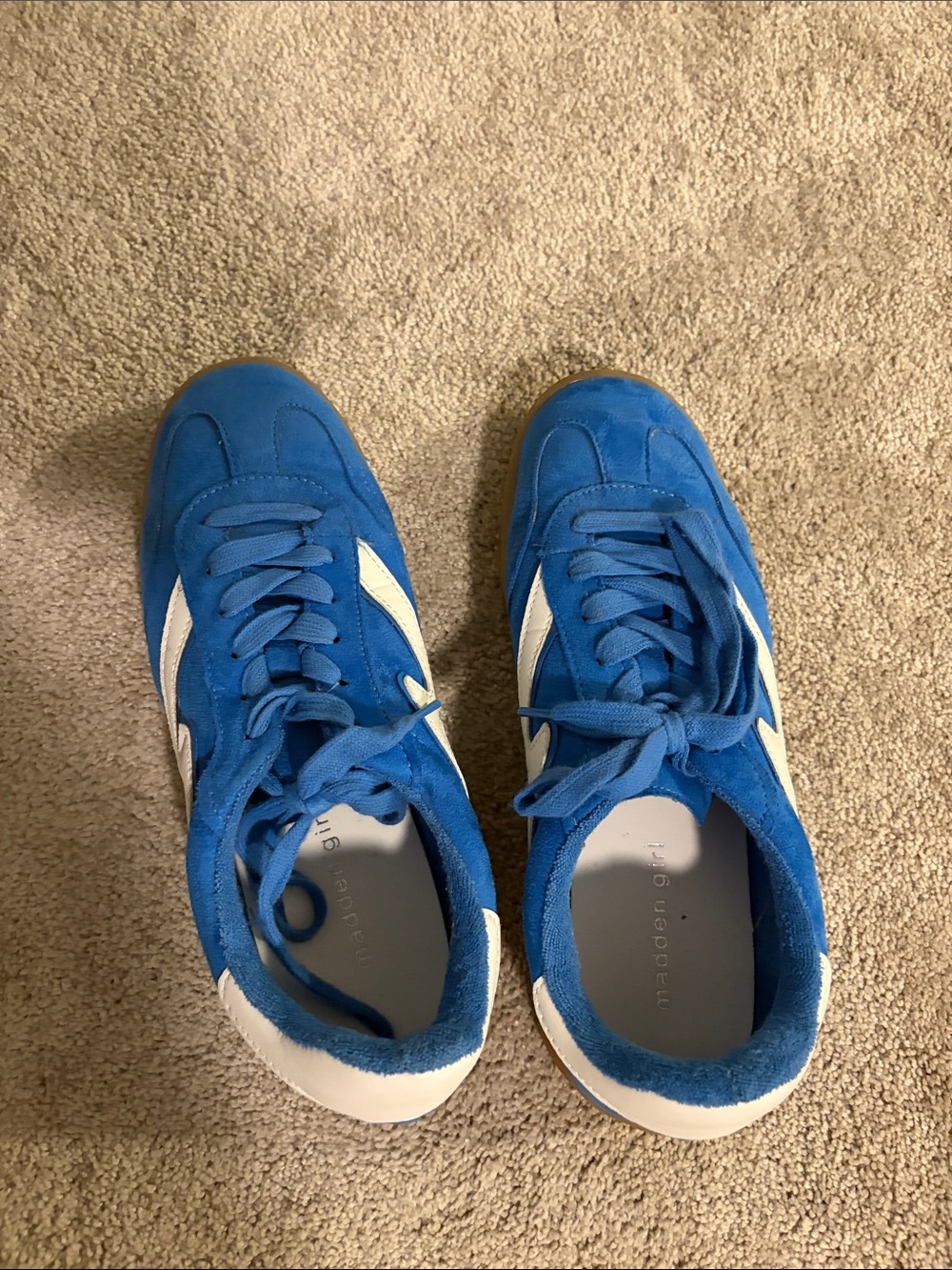Madden Girl Blue Suede Sneakers with White Accents
